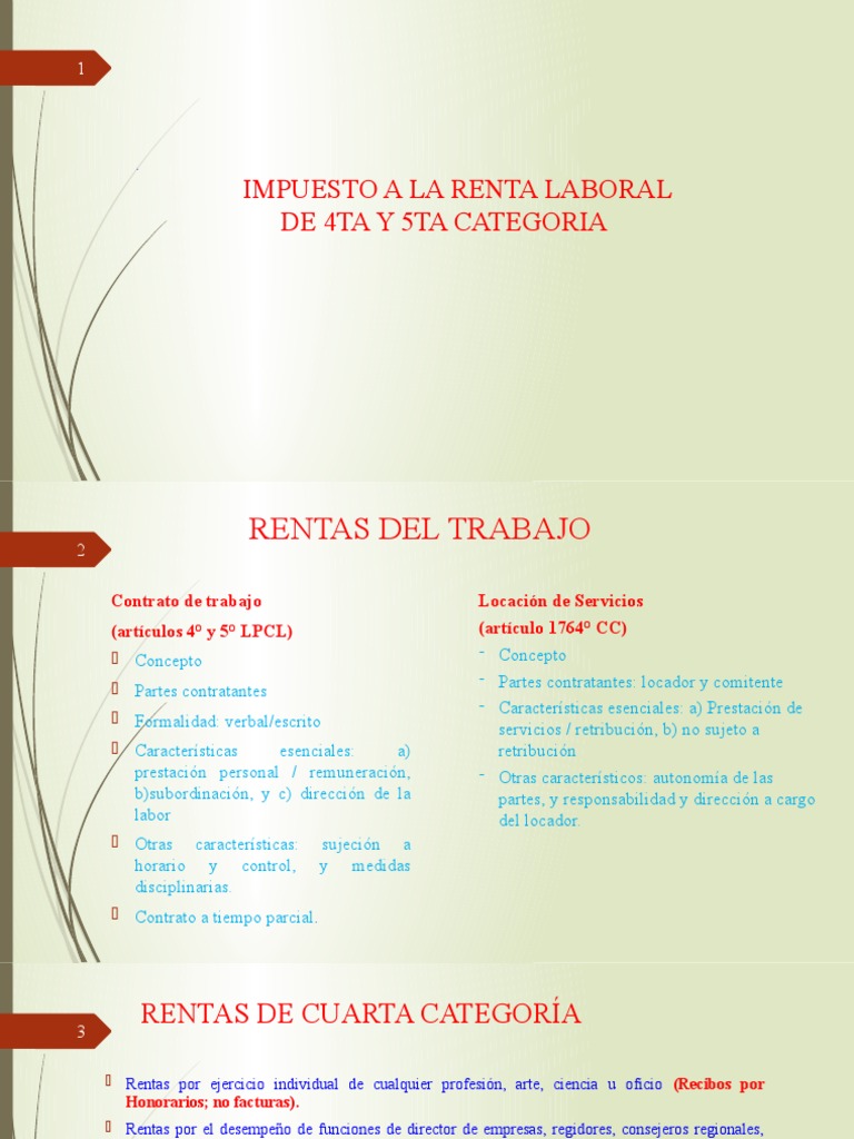 4° - Ir Laboral de 4ta y 5ta Categoria - Perucontable | PDF | Impuesto ...