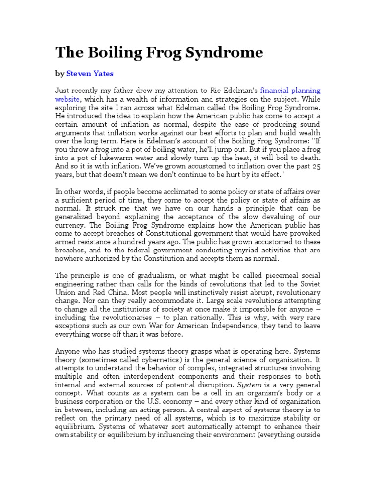 The Boiling Frog Syndrome System Systems Theory