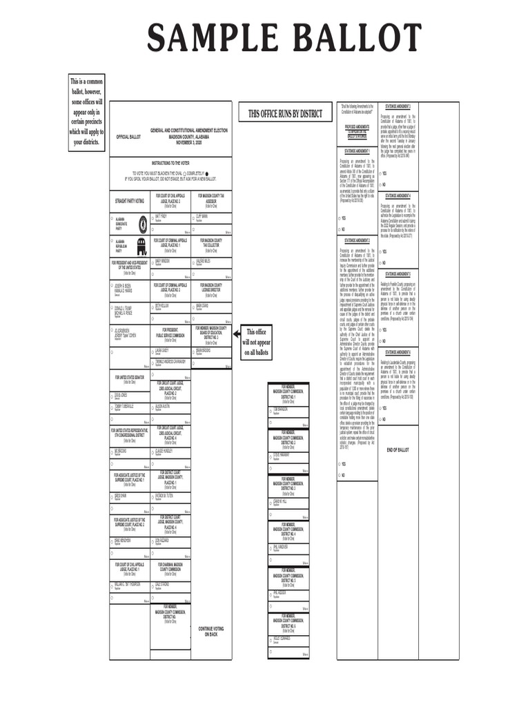 Sample Ballot This Office Runs By District Judge Alabama