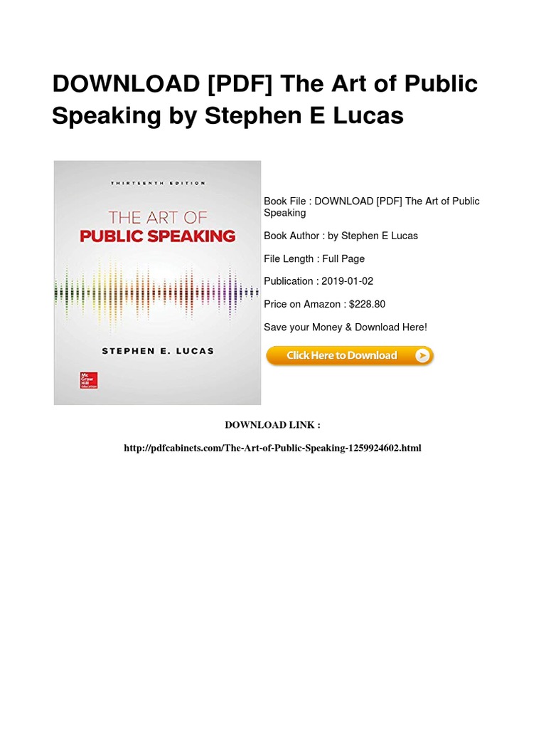 The Art Of Public Speaking Stephen Lucas Pdf