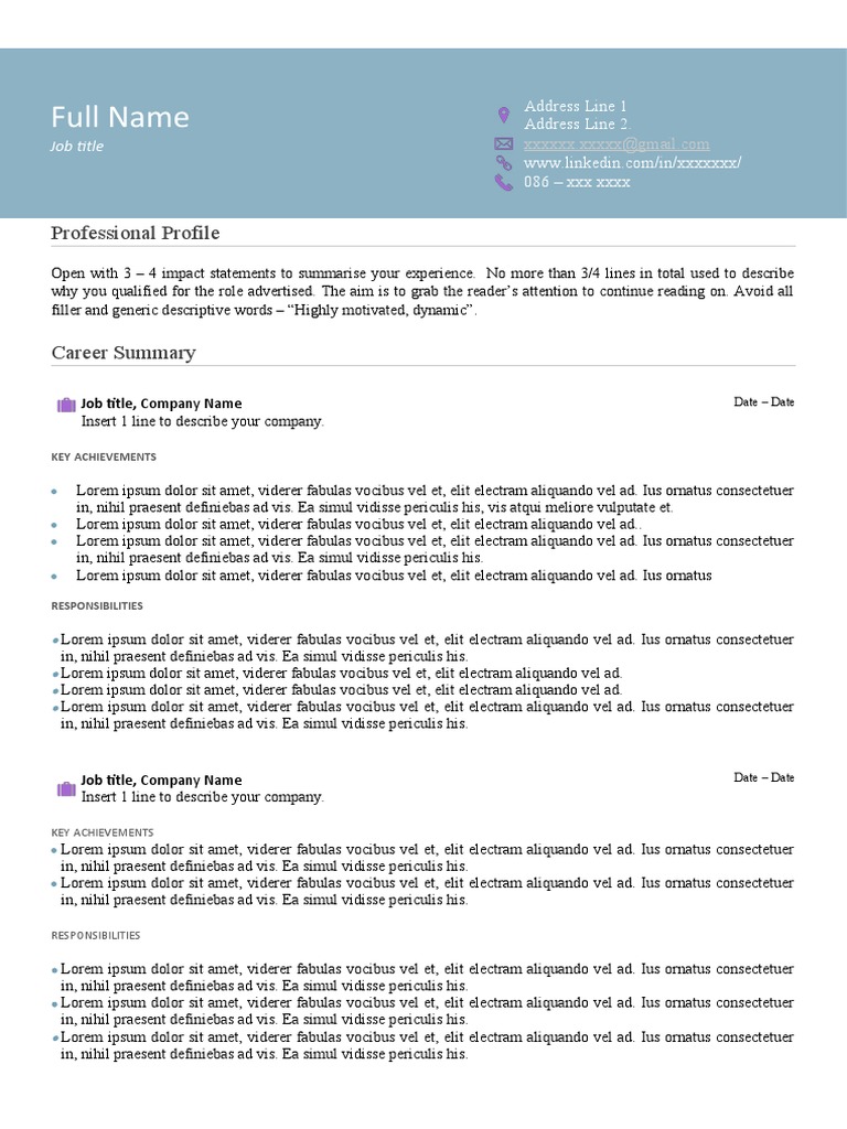 Professional Profile CV Template | PDF | Psychological Concepts ...