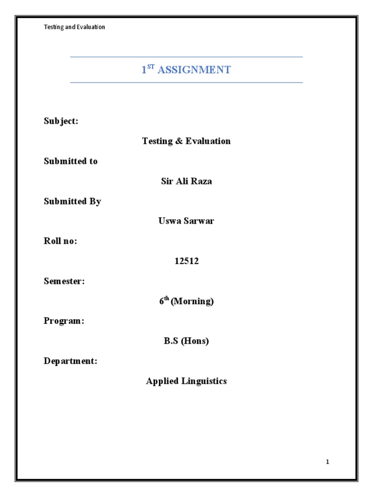 1ST Assignment | PDF | Vocabulary | Multiple Choice