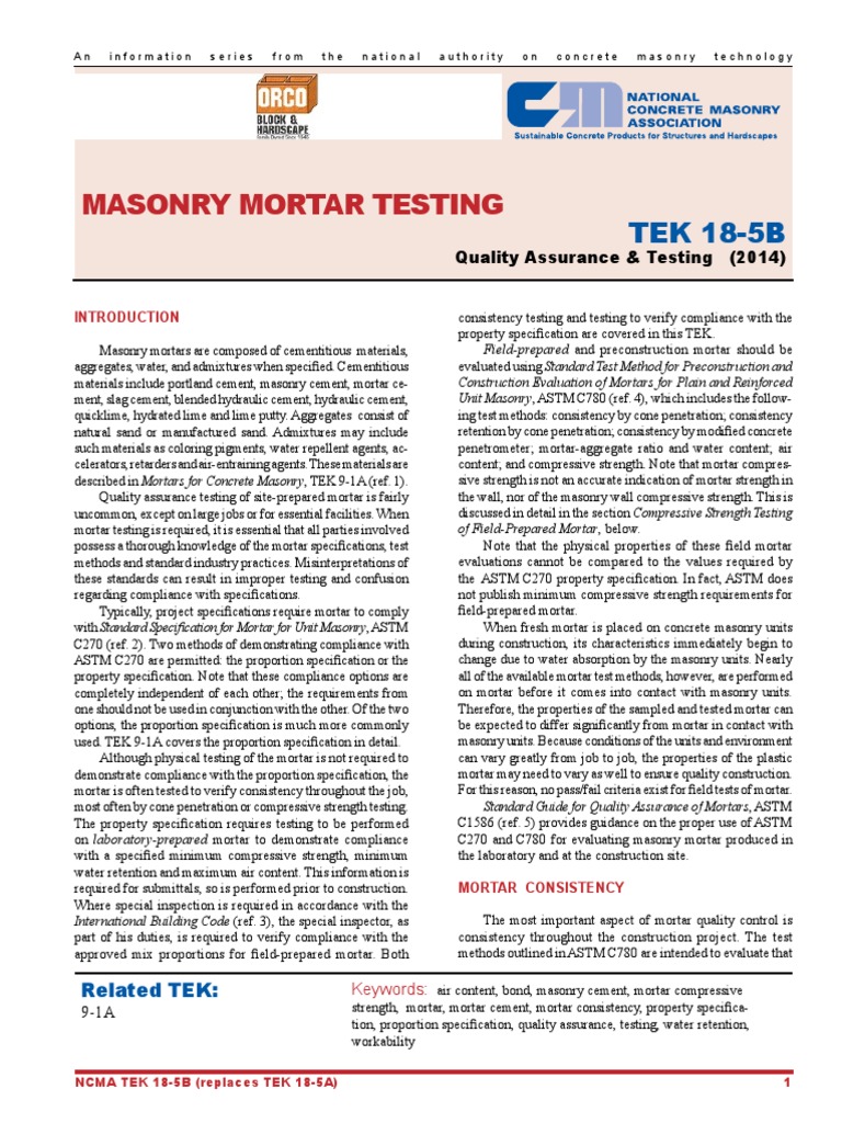 Tek 18-05B PDF | PDF | Mortar (Masonry) | Masonry