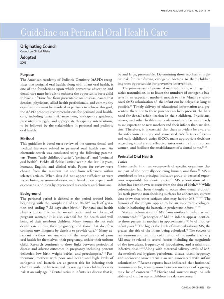 Perinatal Oral Health Guidelines | PDF | Pregnancy | Periodontology