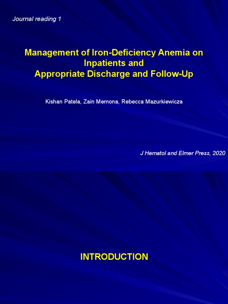 Inpatient Management of Iron Deficiency Anemia | PDF | Anemia | Hemoglobin