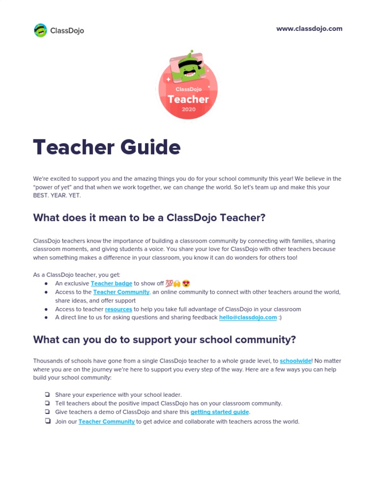 ClassDojo Teacher Guide and Resources | PDF