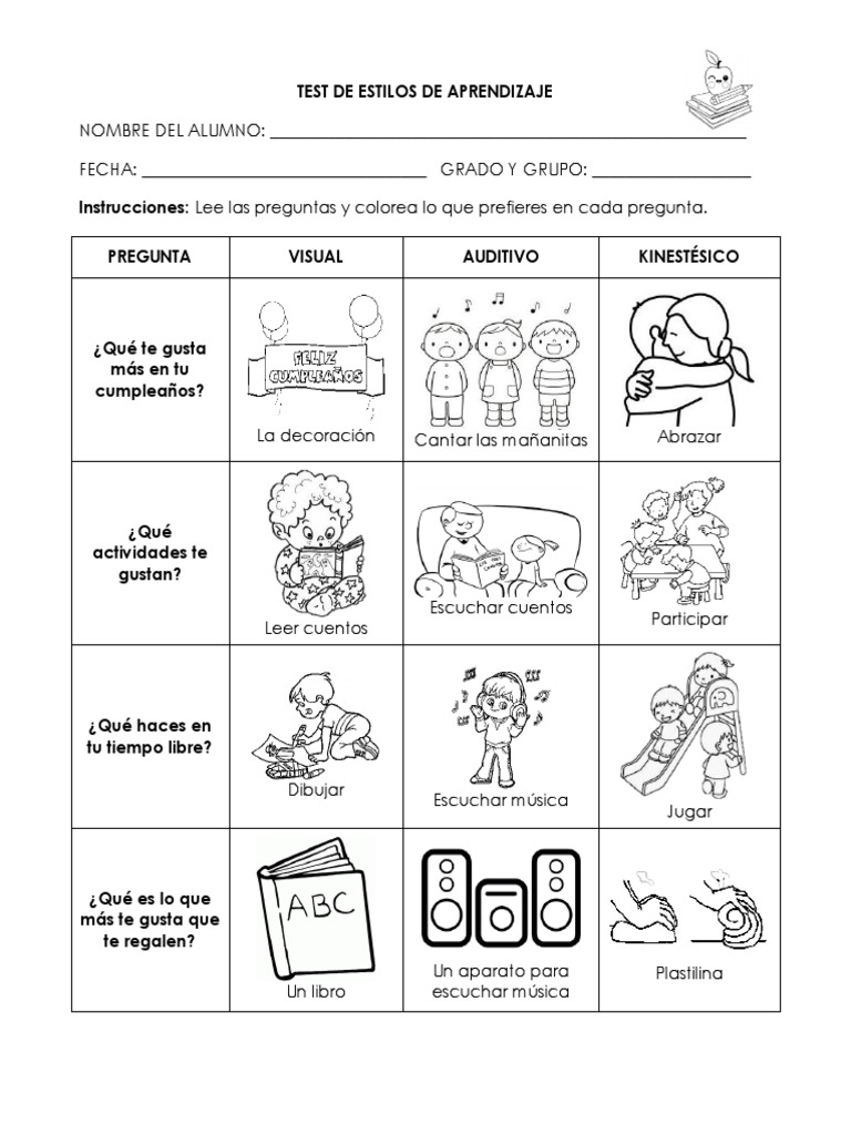 Test de Estilos de Aprendizaje Infantil | PDF | Hogar, jardinería y ...