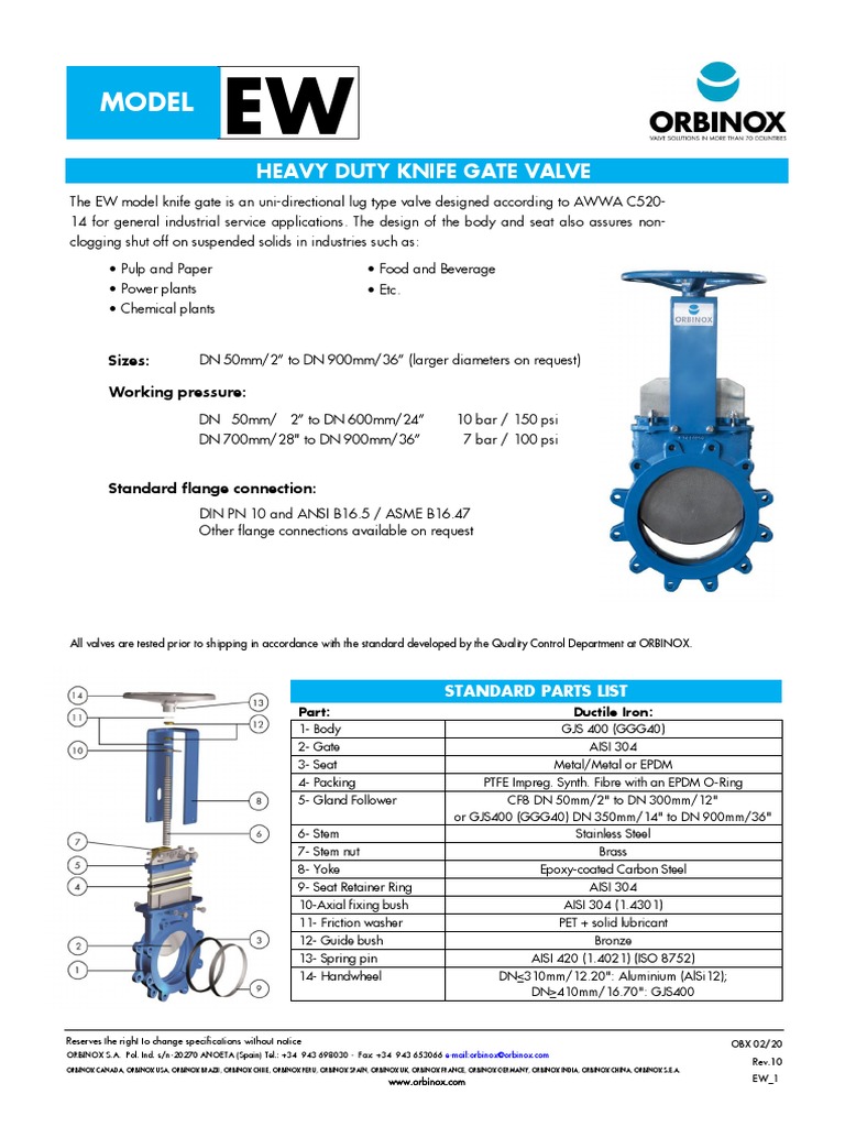 Model Heavy Duty Knife Gate Valve PDF Valve Mechanical Engineering