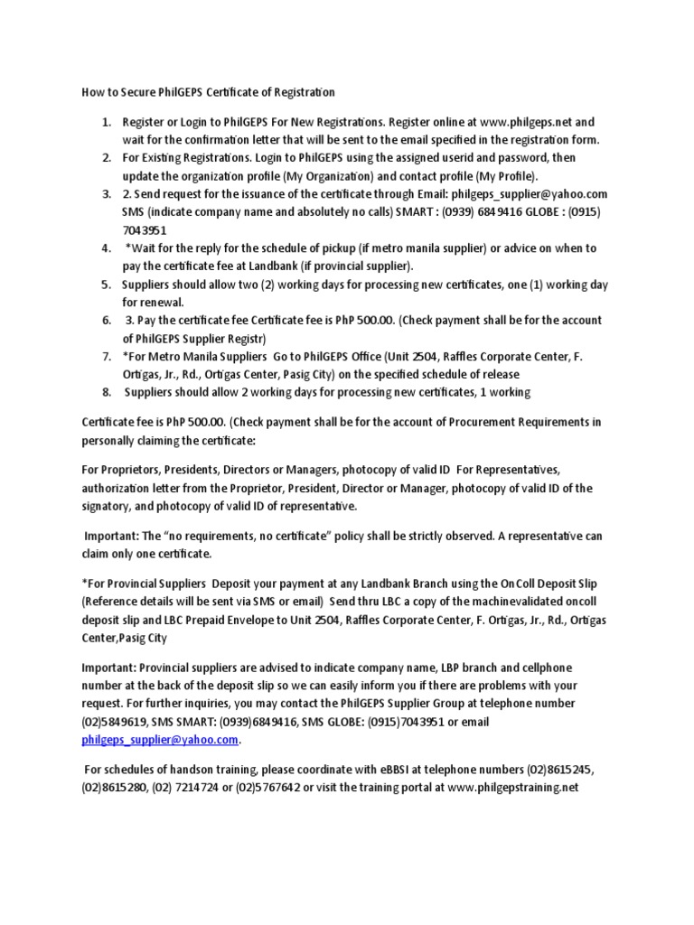 How To Secure PhilGEPS Certificate of Registration | PDF | Business