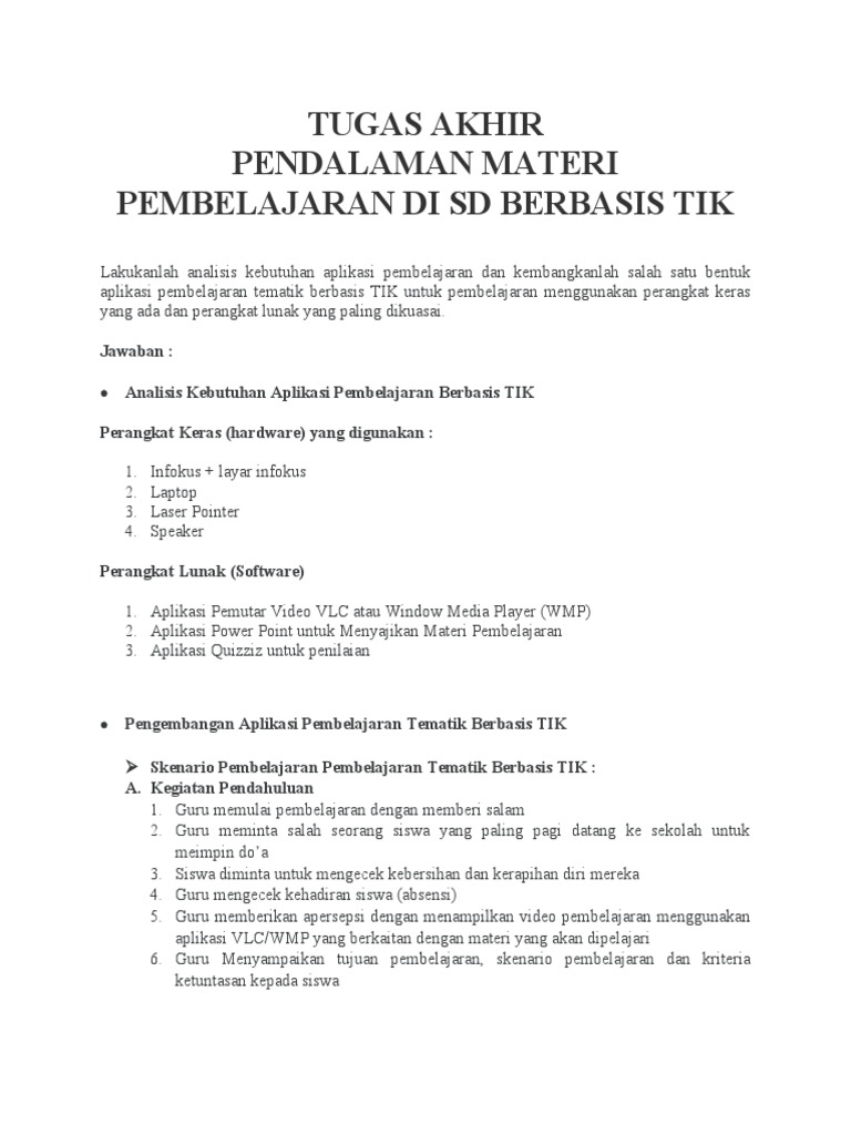 Tugas Akhir Modul 6 Pembelajaran Tematik Berbasis Tik