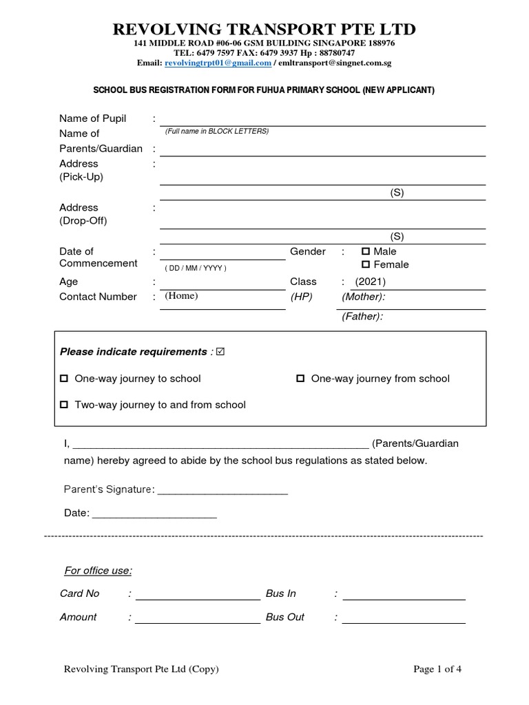 Revolving TPT (FHPS) - School Bus Interest Form | PDF | Bus | Public ...