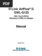 Dwl-G122 D-Link Airplus G: 802.11G (2.4Ghz) Wireless G Usb 2.0 Adapter