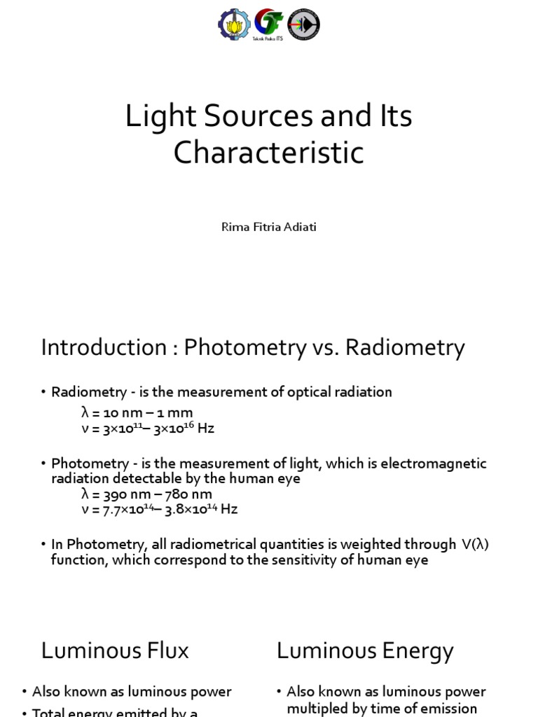 Light Sources and Characteristics PDF Fluorescent Lamp