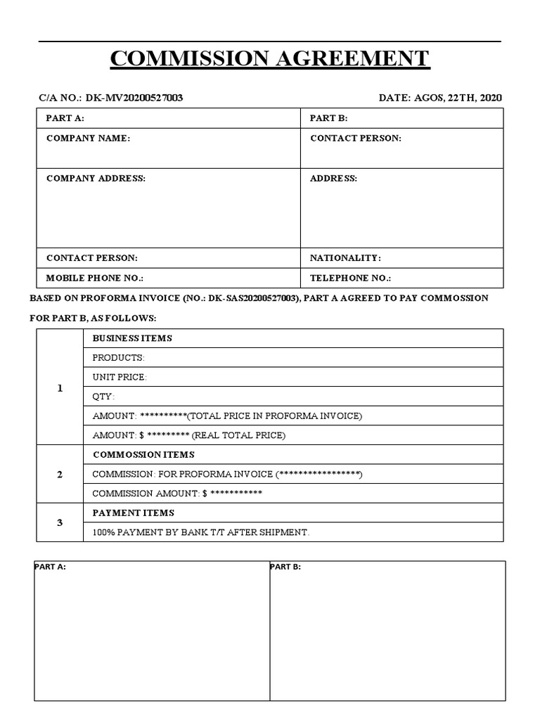 COMMISSION AGREEMENT (3200万) | PDF | Finance & Money Management