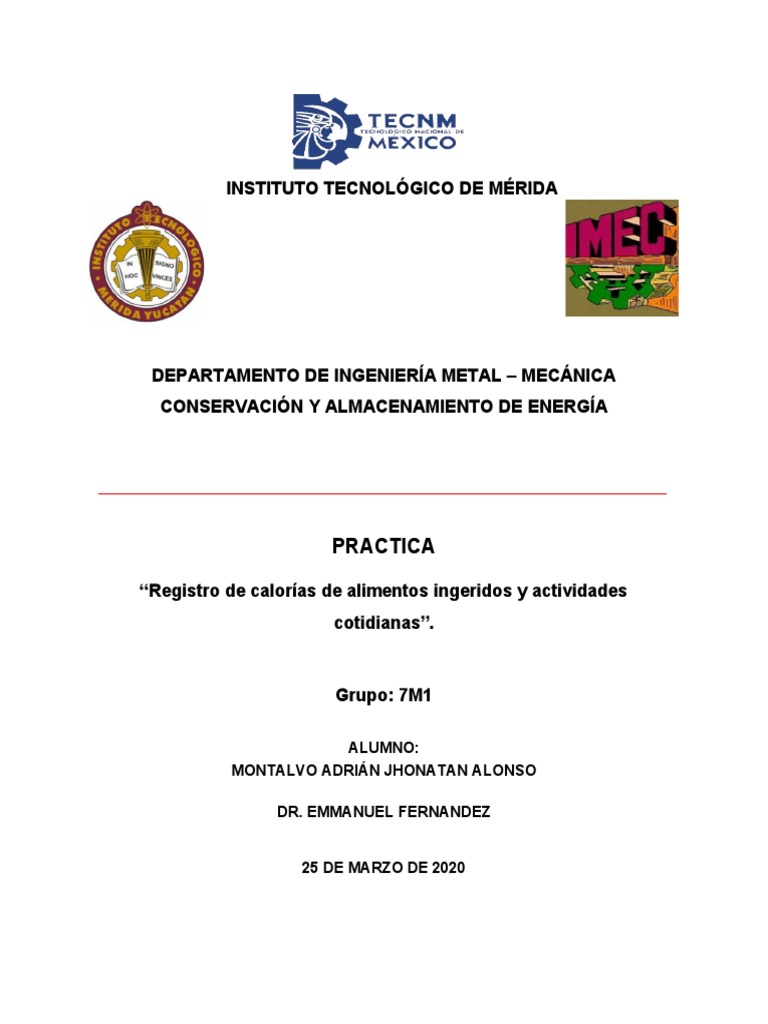 Cuantas Calorias Tiene Una Baguette Entera Practica de Calorias - Jhonatan Montalvo | PDF | Nutrientes | Alimentos