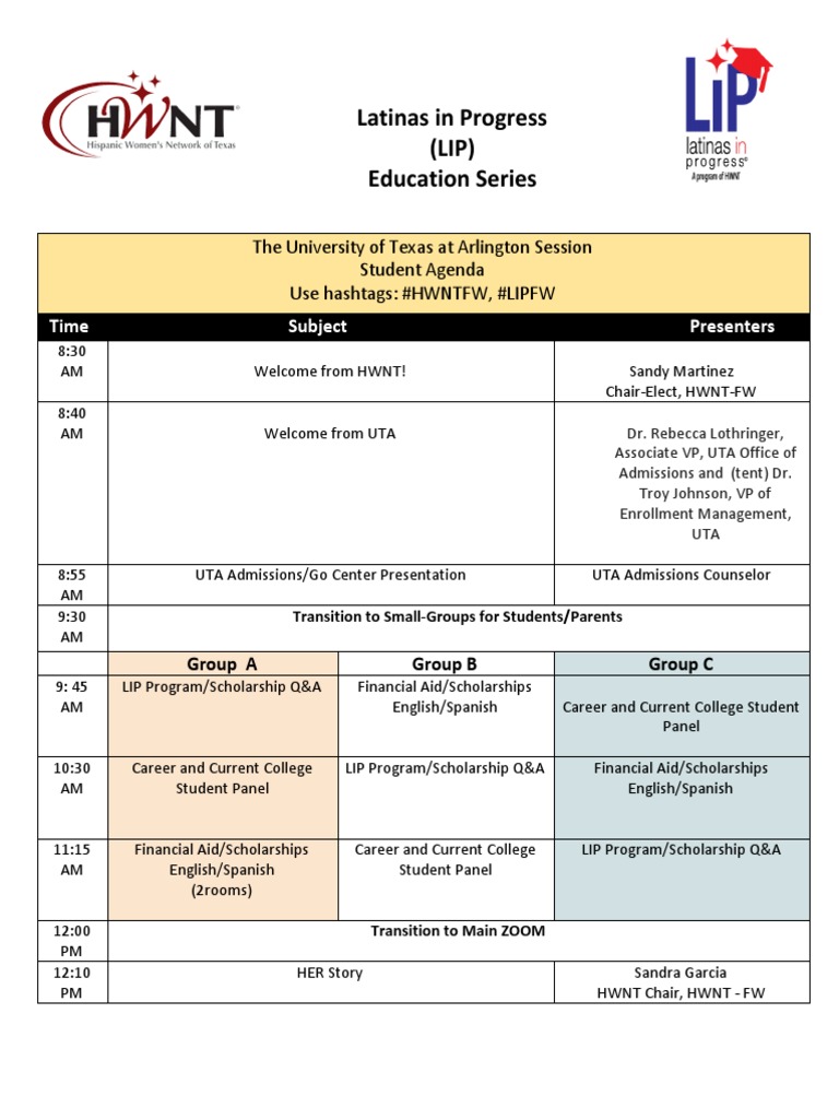 Session 1 Uta Student 2020 Student Agenda PDF Education Economics