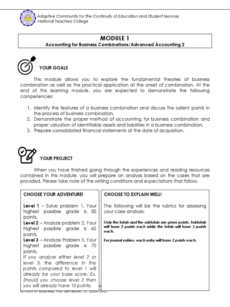 SOB - Accounting For Business Combinations - M1 PDF | PDF 