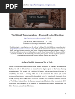 The Göbekli Tepe Excavations - Frequently Asked Questions: Published On