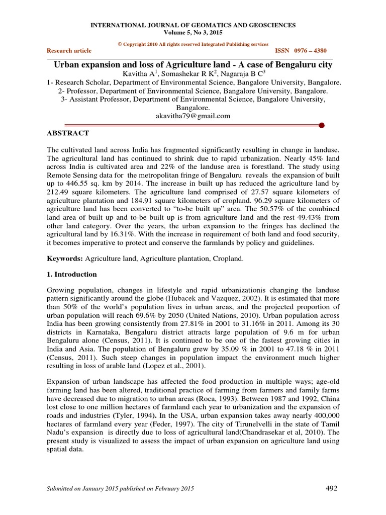 6 Urban Expansion and Loss of Agriculture Land | PDF | Agricultural ...