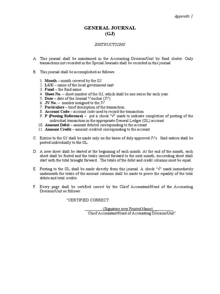 General Journal (GJ) Entry Instructions | PDF