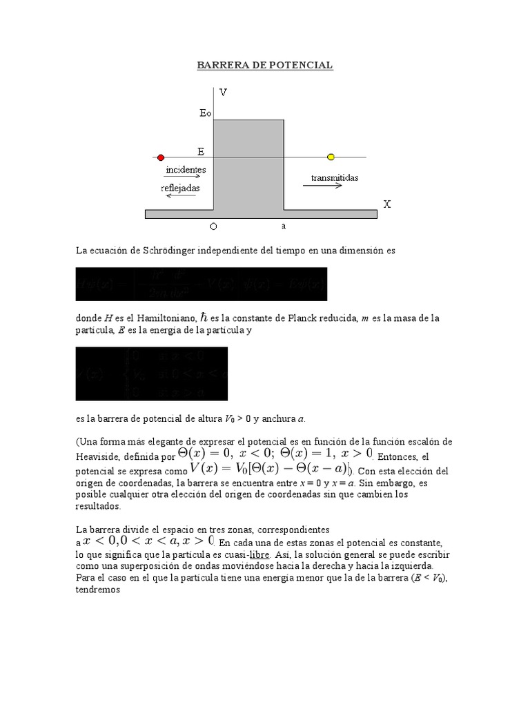 Barrera de Potencial PDF Mecánica cuántica Física teórica