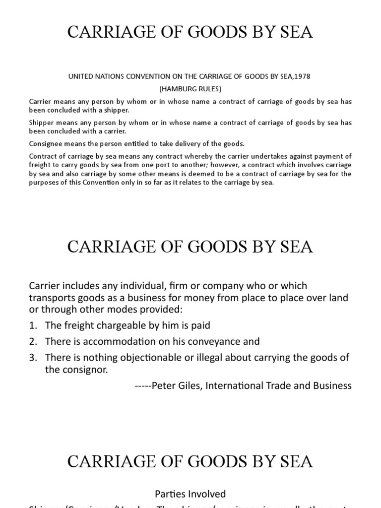 Carriage of Goods by Sea | PDF | Bill Of Lading | Consignee