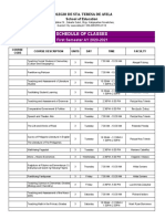 Schedule of Classes: First Semester AY 2020-2021