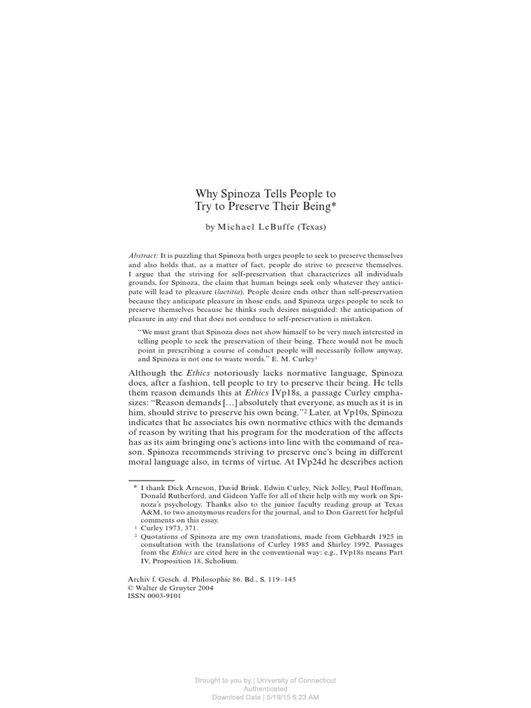 Why Spinoza Tells People To | PDF | Consciousness | Baruch Spinoza