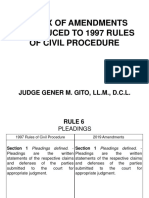 Matrix of Amendments to 1997 Rules of Civil Procedure