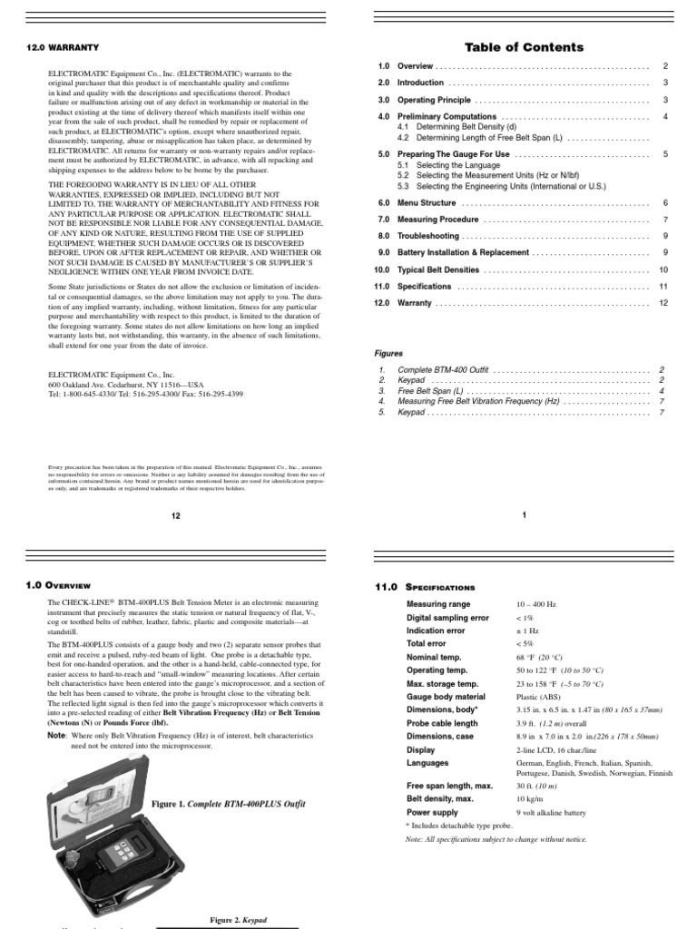 BTM400PLUS Manual PDF PDF Belt (Mechanical) Frequency