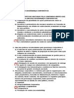 Exercícios sobre governança corporativa