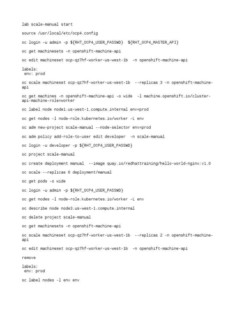 Lab Scale Manual for OpenShift Operations | PDF | Computers