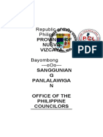 Republic of The Philippines Province Of: Nueva Vizcaya