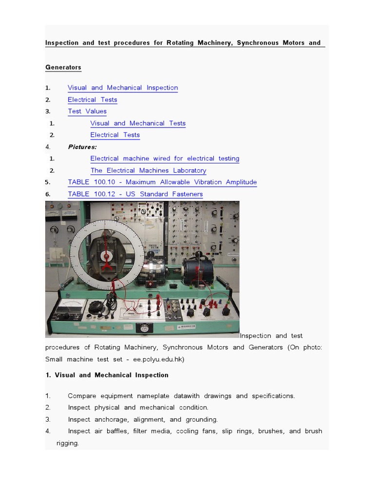 Electrical Testing for Rotating Machinery | PDF | Electric Motor ...