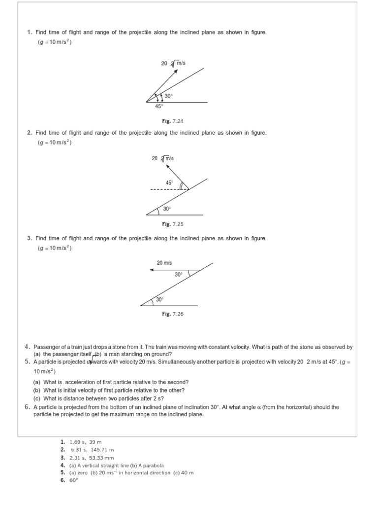 Projectile On Inclined Plane PDF | PDF | Projectiles | Time Of Flight ...