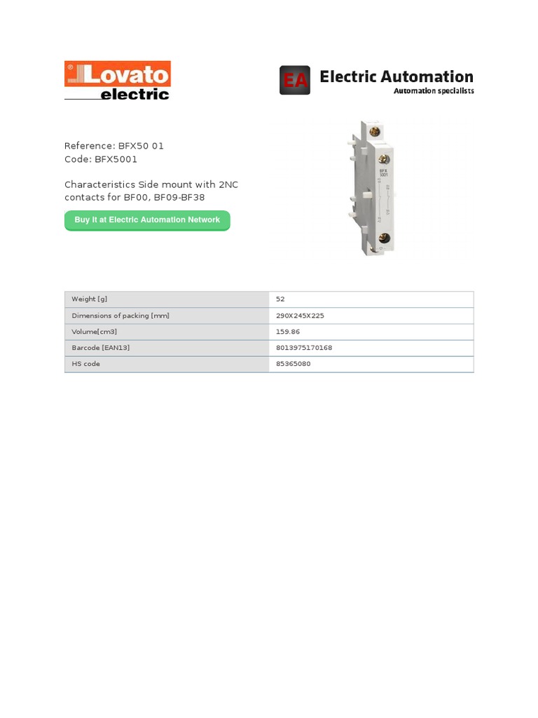 Lovato Electric BFX50 01 Interlock | PDF | Technology & Engineering