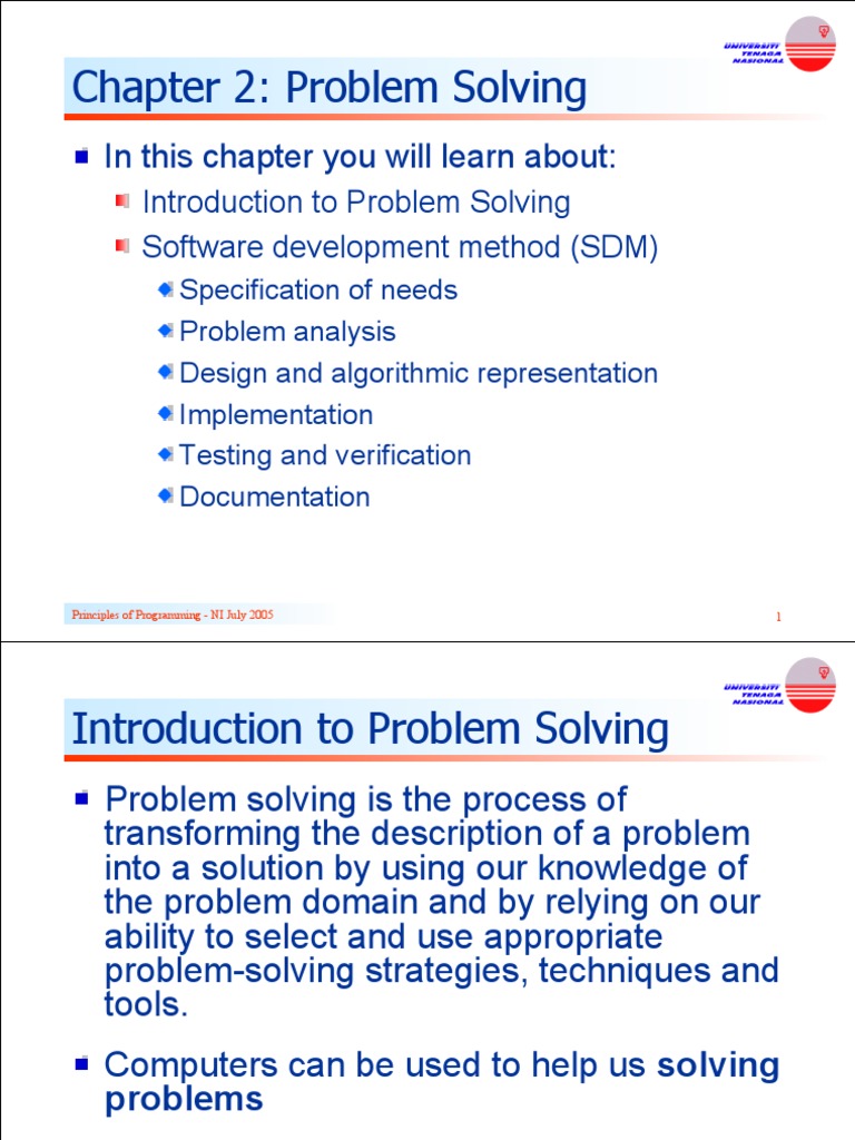 Chapter 2: Problem Solving: in This Chapter You Will Learn About | PDF ...