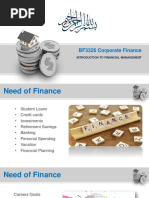 BF3326 Corporate Finance: Introduction To Financial Management