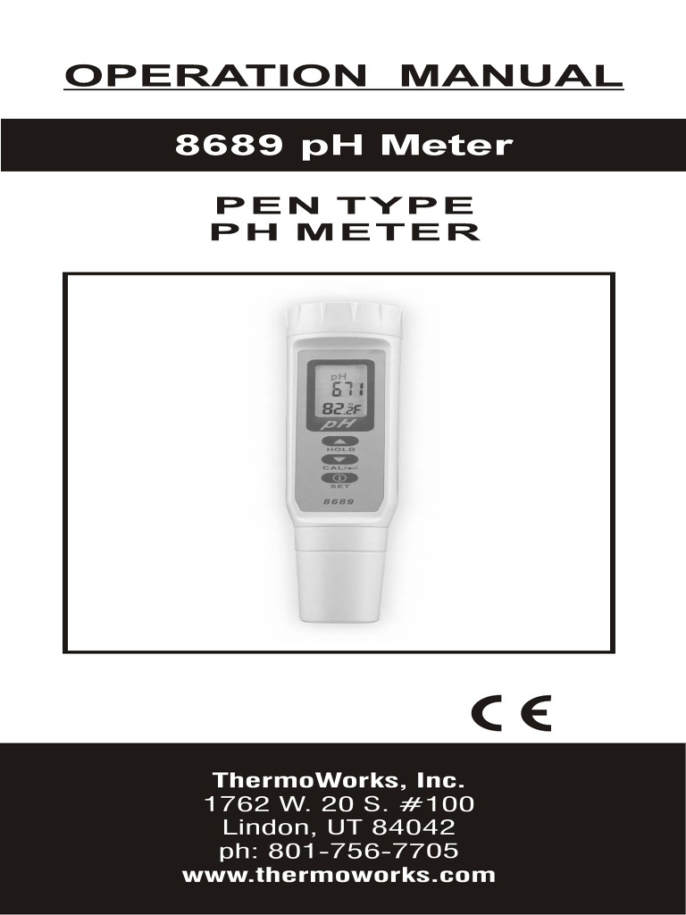 8689 PH Meter Thermoworks, Inc PDF Ph Calibration