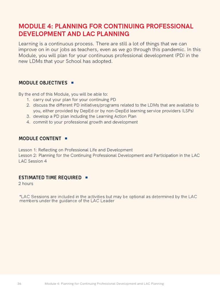 Module 4 - Planning For CPD and LAC Planning 1 PDF | PDF | Professional ...