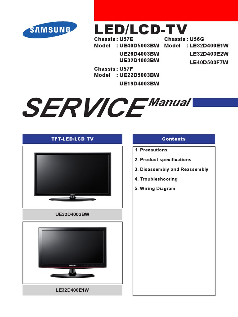 Samsung Ch.u57e Ue40d5003bw Ue26d4003bw Ue32d4003bw Ch.u527f ...