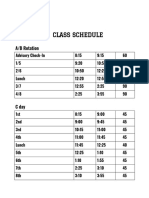 Class Schedule - Fall 2020