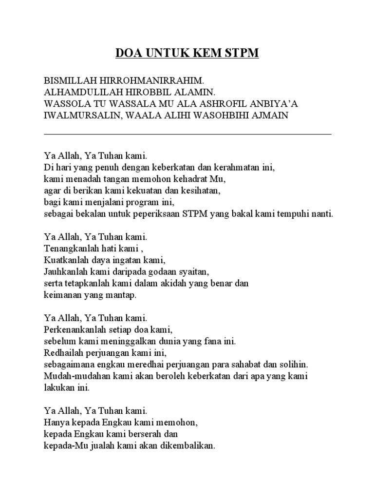 Doa Sebelum Memulakan Majlis Pdf