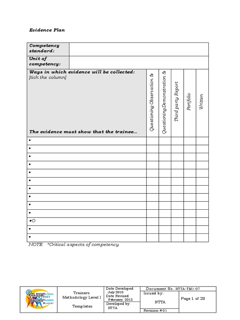 Evidence Collection Plan Template | PDF | Educational Assessment | Test ...