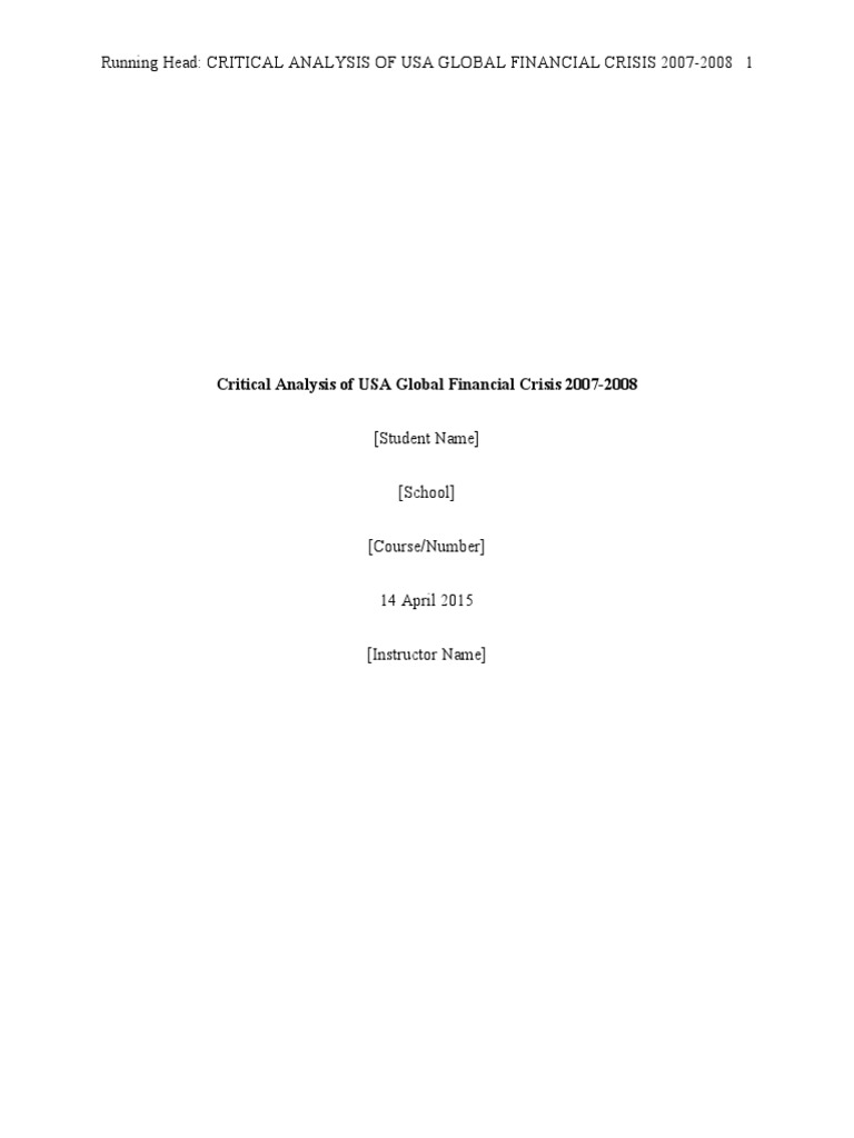 Causes of the 2007-2008 Financial Crisis | PDF | Financial Crisis Of ...