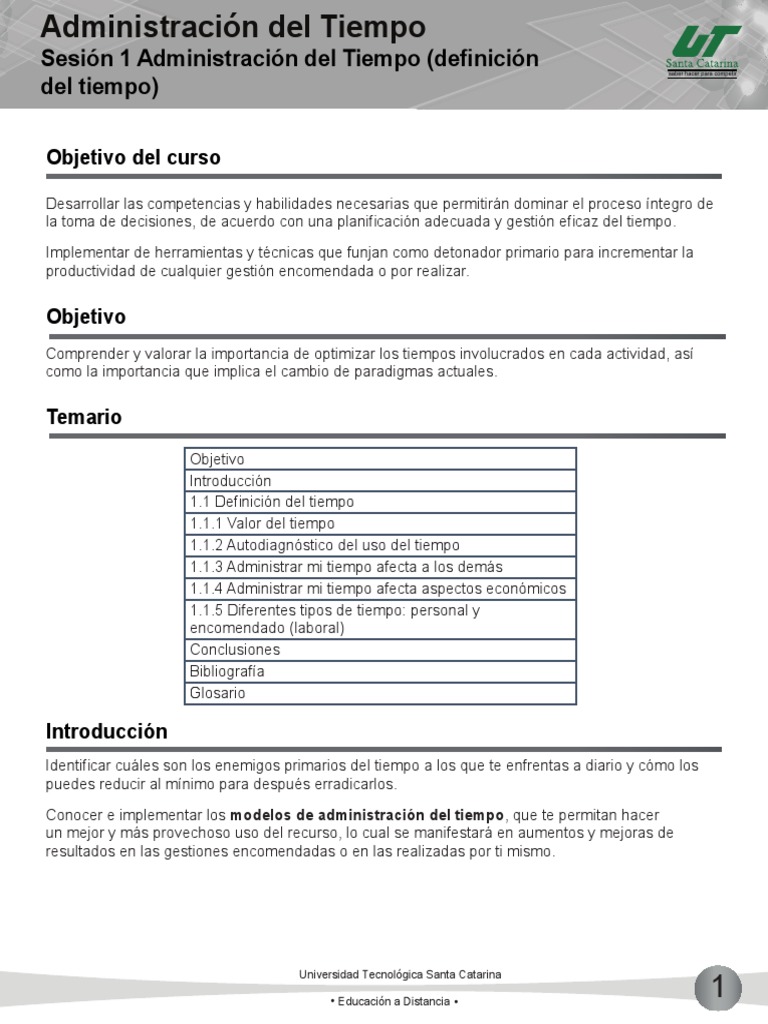 Optimización de la Administración del Tiempo | PDF | Matriz ...