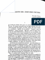 Julio Ortega. Nacimiento Del Discurso Critico.