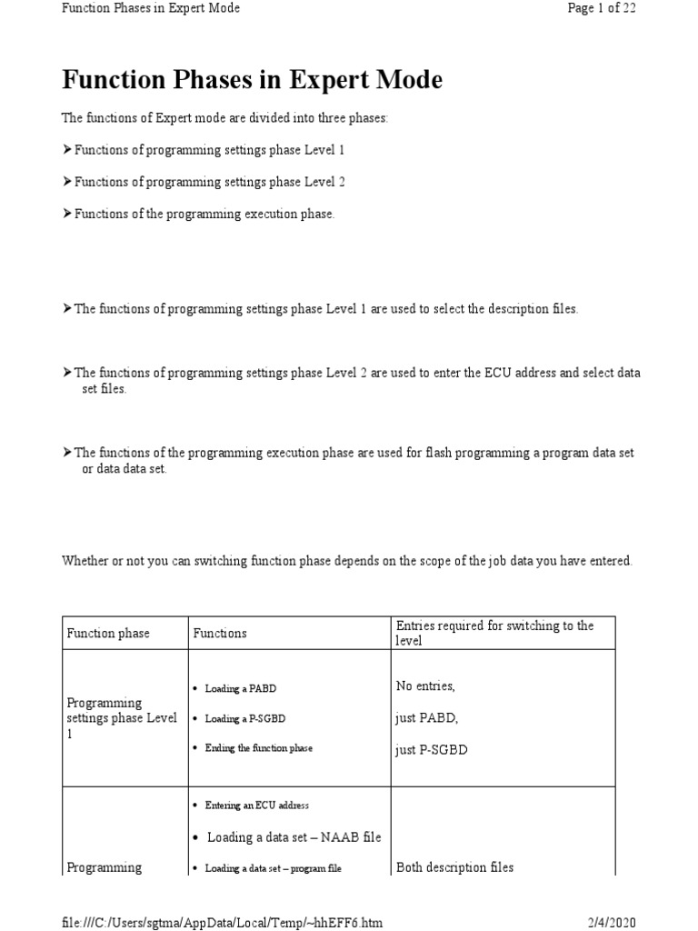 8 Function Phases in Expert Mode | PDF | Dialog Box | Menu (Computing)