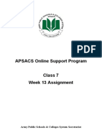 APSACS Online Class 7 Week 13