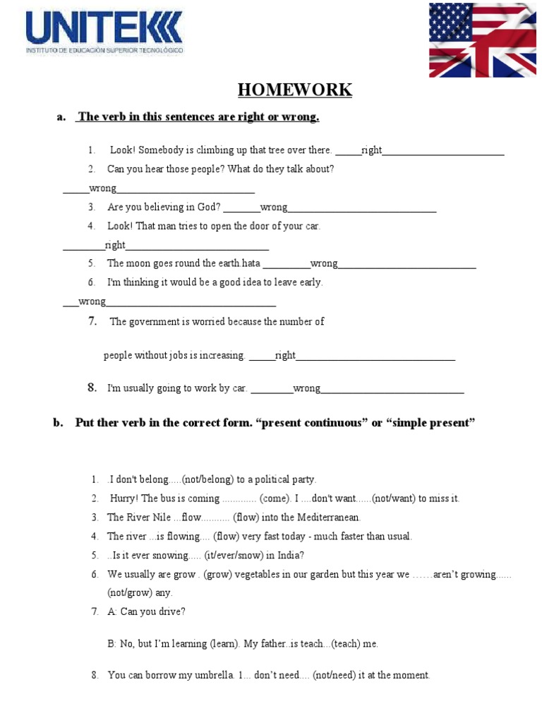 Present Continuous or Simple Present | PDF | Foreign Language Studies ...